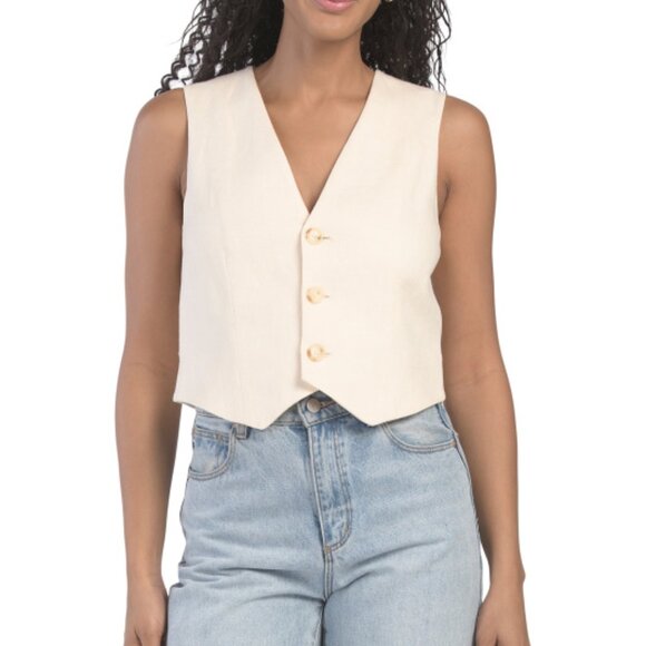 ALC Linen Blend Maxwell Vest - Beige NWT - Picture 1 of 2